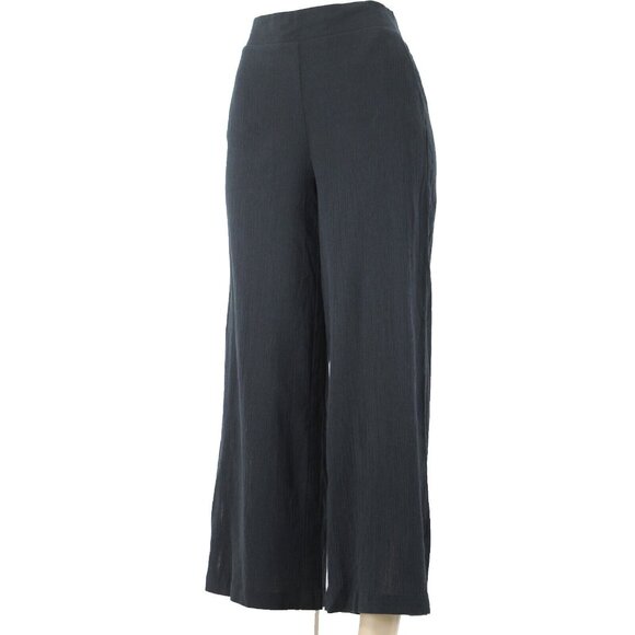 NYDJ Pants - NYDJ Sz 4 x 27 Black Gauze Wide Leg Pull On Ankle 100% Cotton Pant